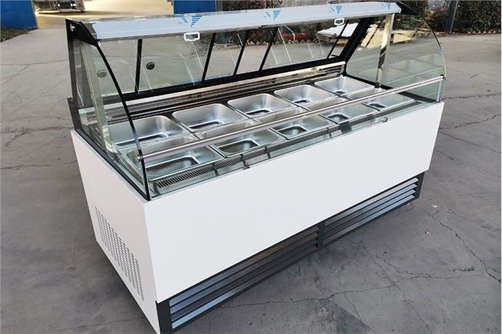 Arc Glass Air Cooling Front Open Air Curtain Food Counter